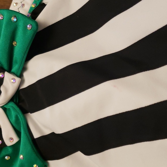 Striped Black and White Kids Dance  Costume Rhinestones Beetlejuice Waistress - Picture 15 of 16